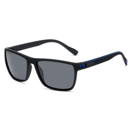 Black sunglasses with dark lenses on a white background