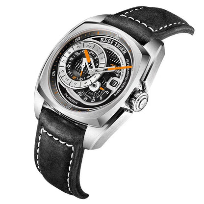 Reef Tiger Aurora Forerunner Men’s Automatic Watch – Leather Strap - YAXSO