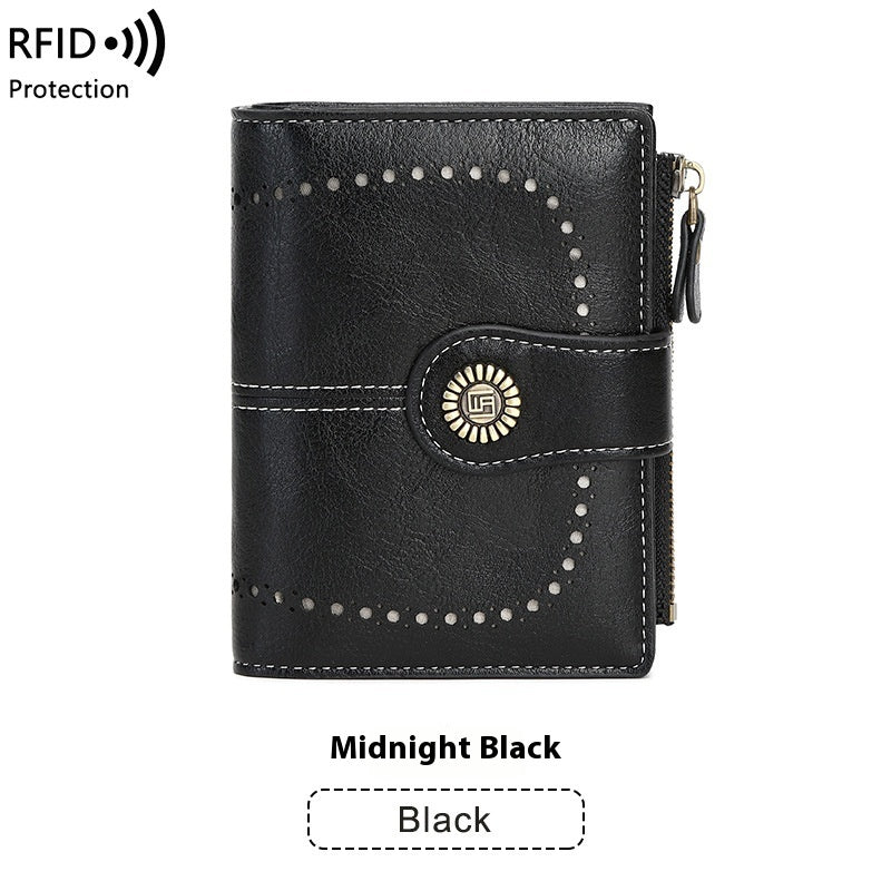 RFID Anti-theft Swiping Women's Wallet Multiple Card Slots Buckle Wallet