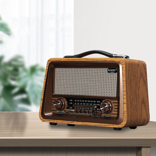 Vintage Wooden Radio with Bluetooth, USB/TF Playback