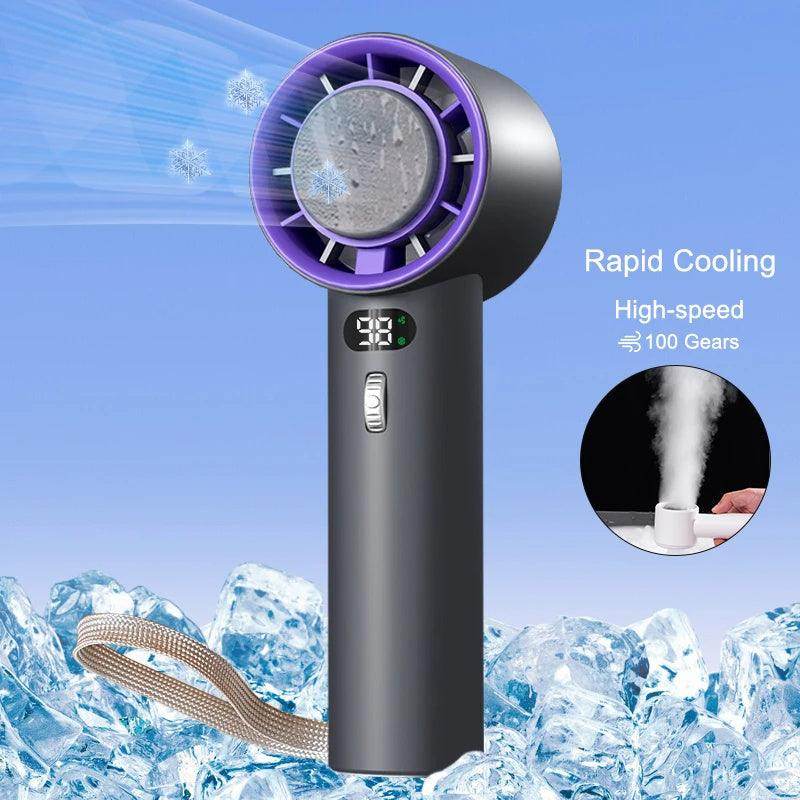 Portable Handheld Turbo Fan Cooling Semiconductor Refrigeration 3000mAh Battery Wind Speeds Adjustable Mini Personal Fan - YAXSO