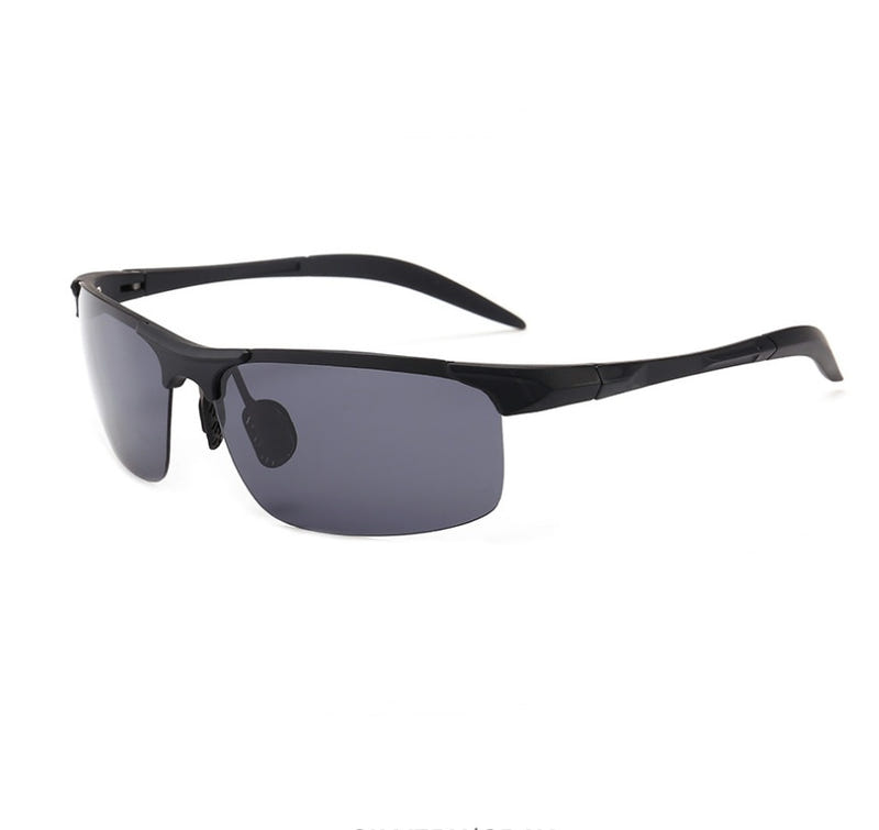 Sports cycling sunglasses with black frame and dark smoke polarized lenses