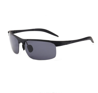 Sports cycling sunglasses with black frame and dark smoke polarized lenses