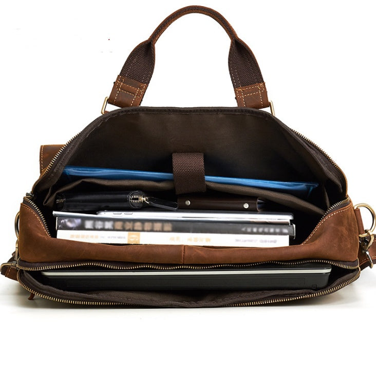 Men's Business Briefcase cowhide Leather