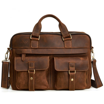 Men's Business Briefcase cowhide Leather