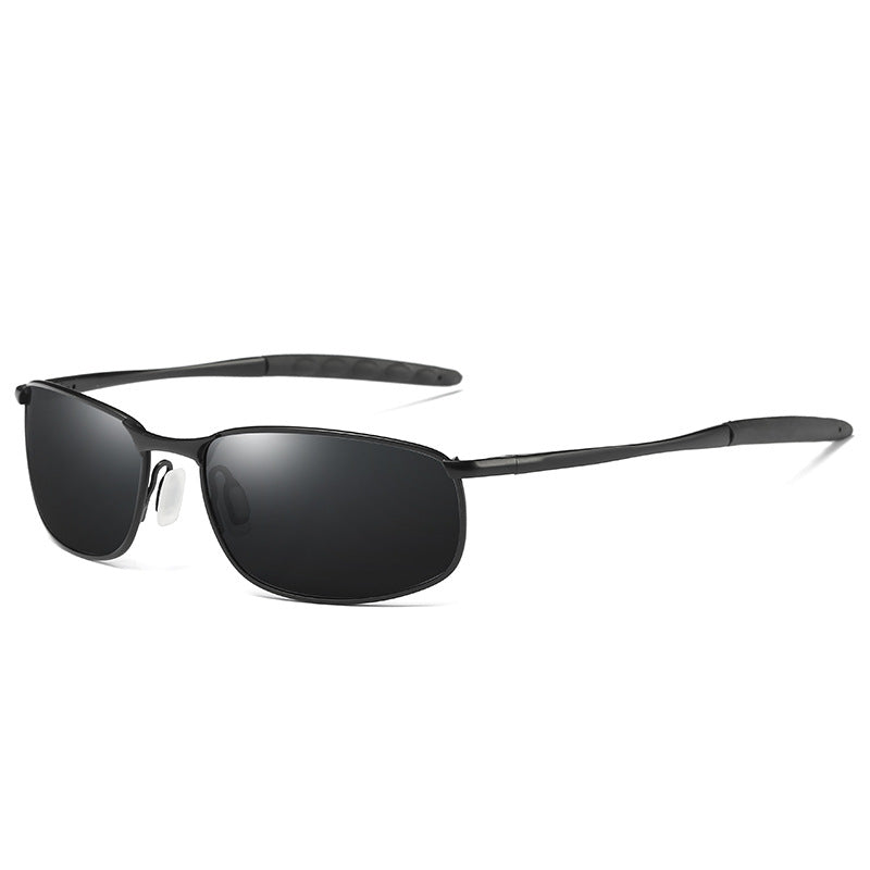 Black sunglasses with a white background