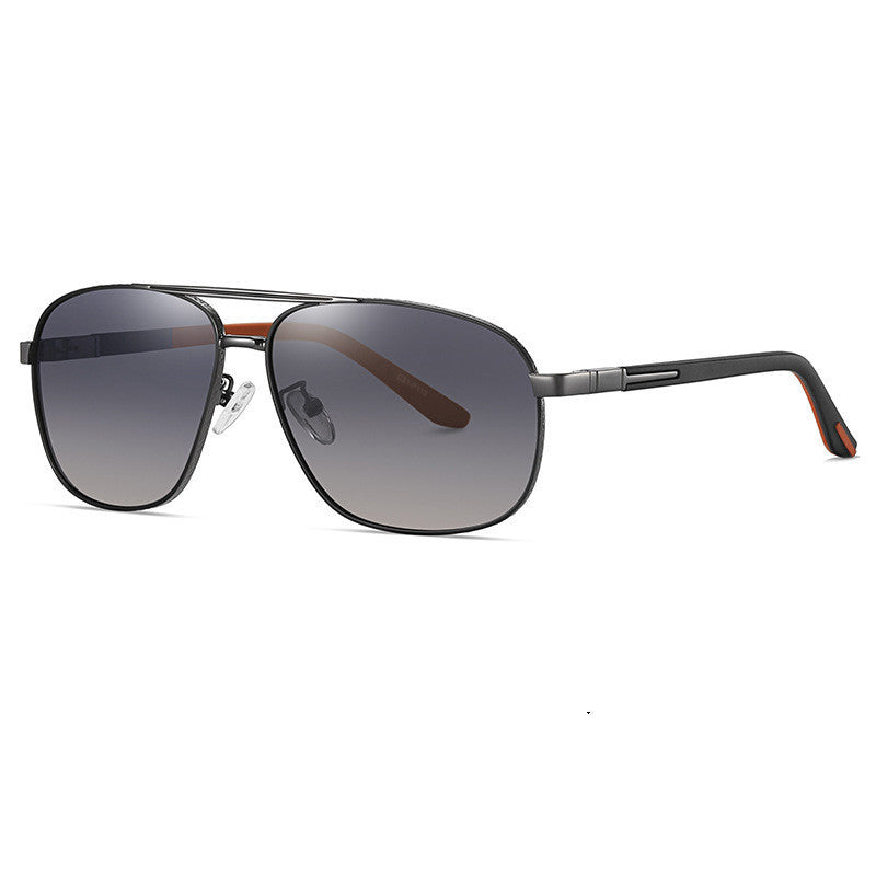 Men's Sunglasses with dark gradient lenses on a white background