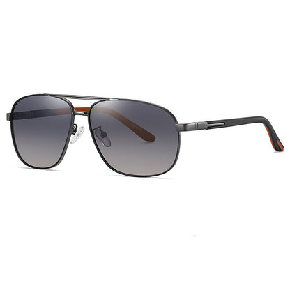 Men's Sunglasses with dark gradient lenses on a white background