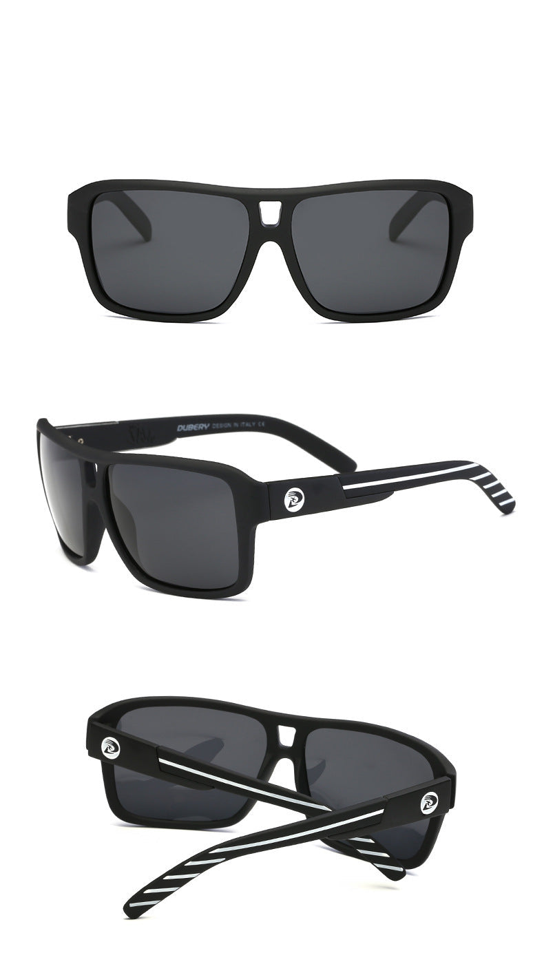 Black sunglasses with different design options on a white background