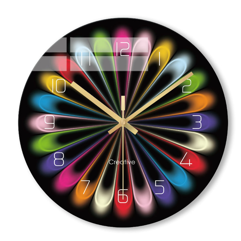 Colorful wall clock with a black background