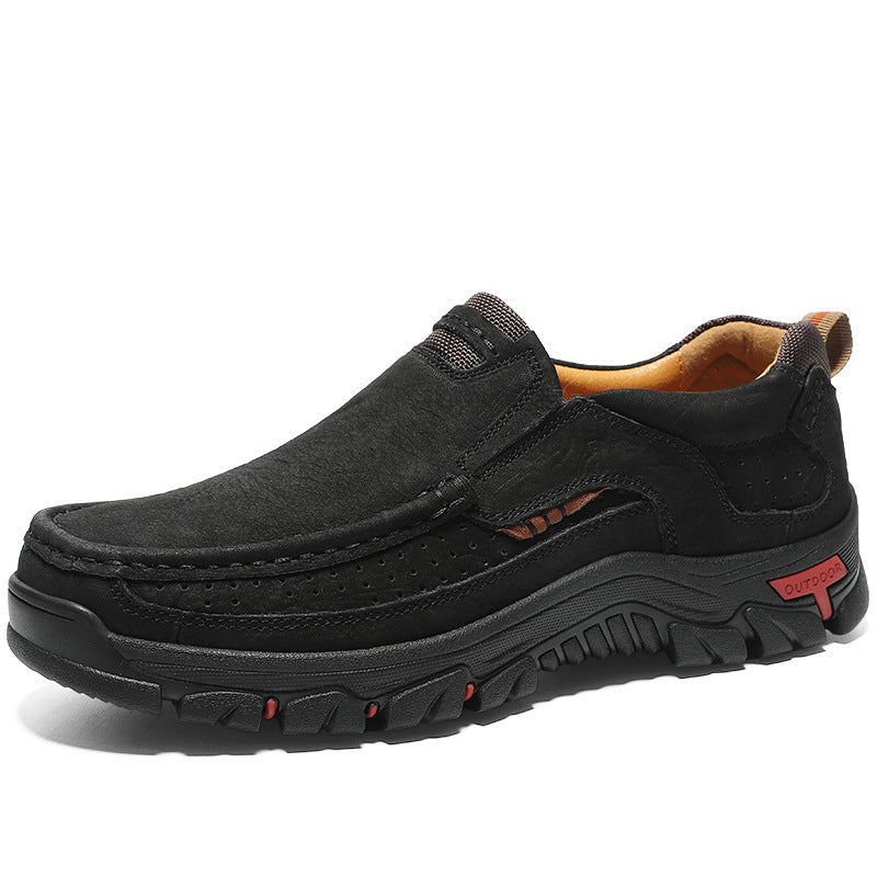 Black casual shoe on a white background