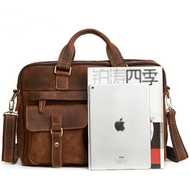 Men's Business Briefcase cowhide Leather