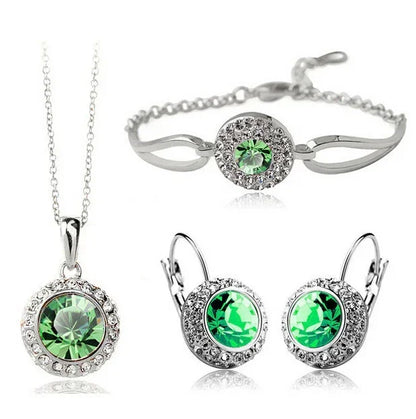 Zircon Jewelry Set – Necklace, Earrings & Bracelet - YAXSO