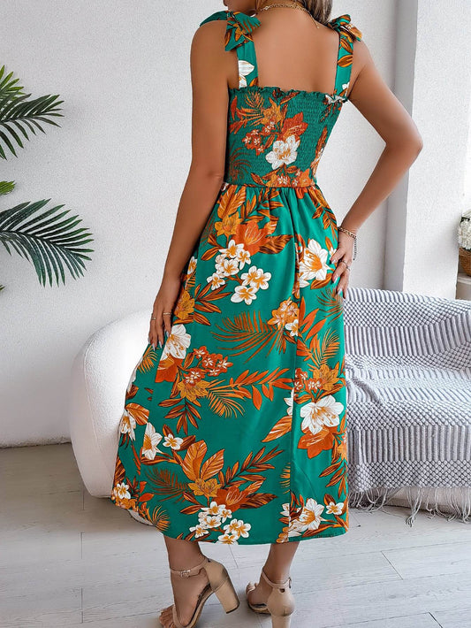 Flowers Print Suspender Corset Dress Ins Fashion Holiday Beach Long Dresses Summer Clothing For Women - YAXSO
