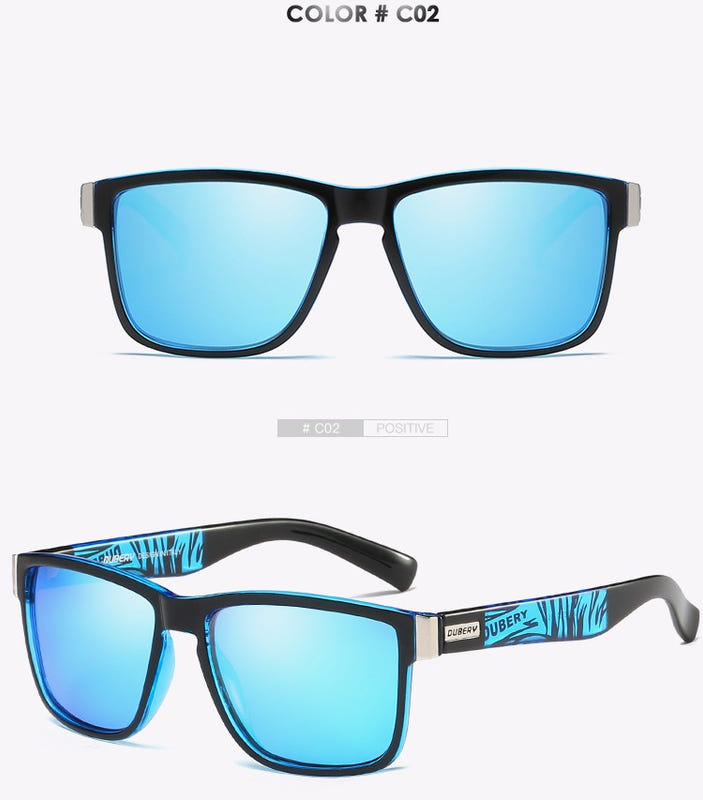 Men's polarized sunglasses with blue mirror lenses and dark blue frame
