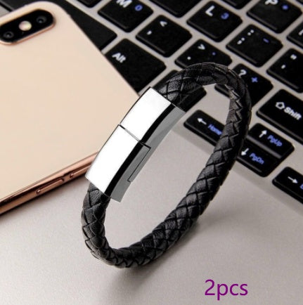 Bracelet USB Charging Cable – Portable Data Cord for iPhone 14/13, USB-C & Micro USB Devices