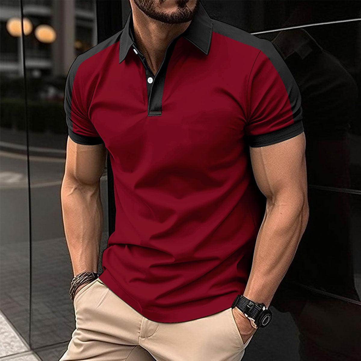 Men's Short Sleeve Business Shirt Summer Casual Polo Shirts - YAXSO