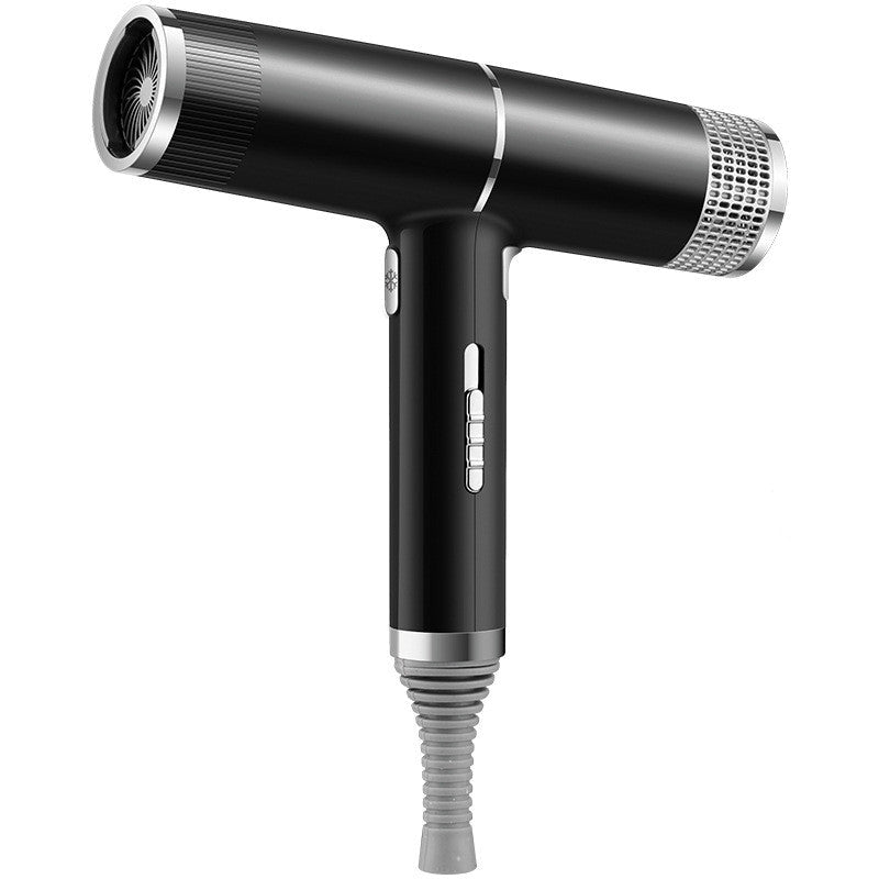 Black hair dryer with silver accents on a white background, featuring 'UK' branding.