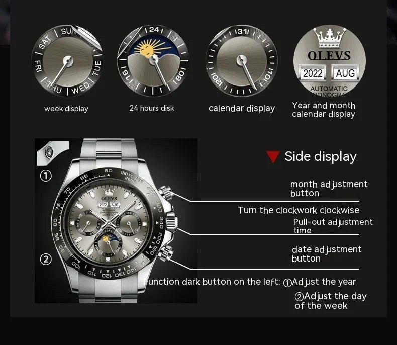 Men’s Automatic Mechanical Watch – 40mm, 30M Waterproof - YAXSO