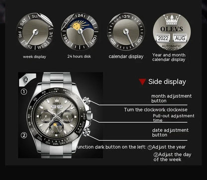 Men’s Automatic Mechanical Watch – 40mm, 30M Waterproof - YAXSO