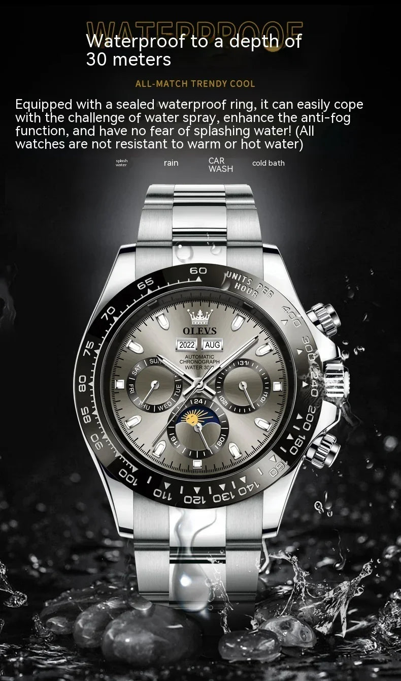 Men’s Automatic Mechanical Watch – 40mm, 30M Waterproof - YAXSO