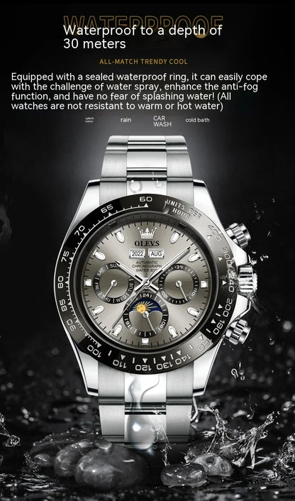Men’s Automatic Mechanical Watch – 40mm, 30M Waterproof - YAXSO