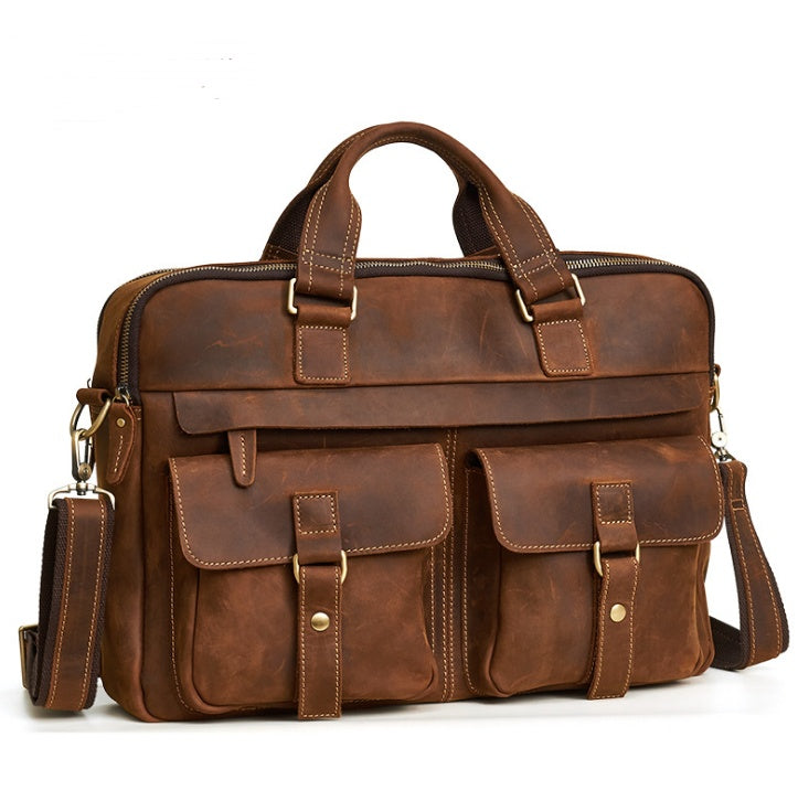Men's Business Briefcase cowhide Leather