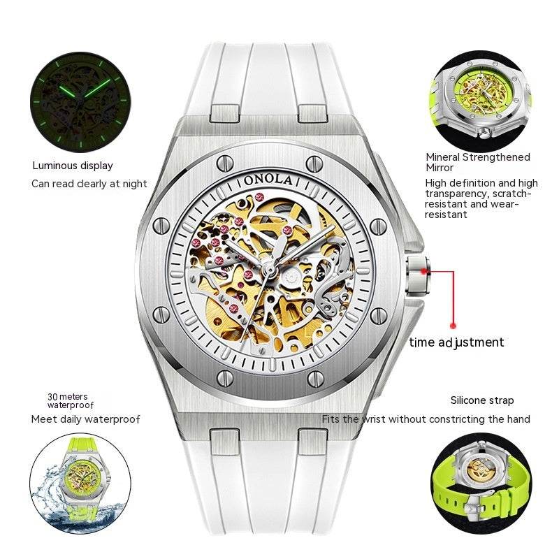 Tape Waterproof Luminous Hollow Automatic Mechanical Watch - YAXSO
