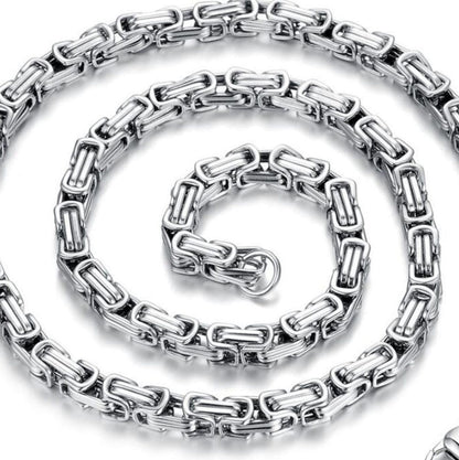 Stainless-steel chain necklace with interlocking rectangular links