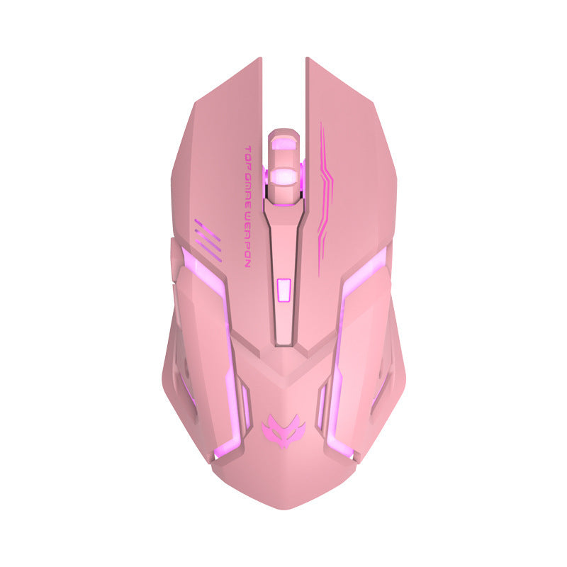 Pink gaming mouse with illuminated accents. YAXSO UAE ONLINE STORE