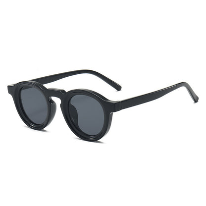 Black round sunglasses on a white background