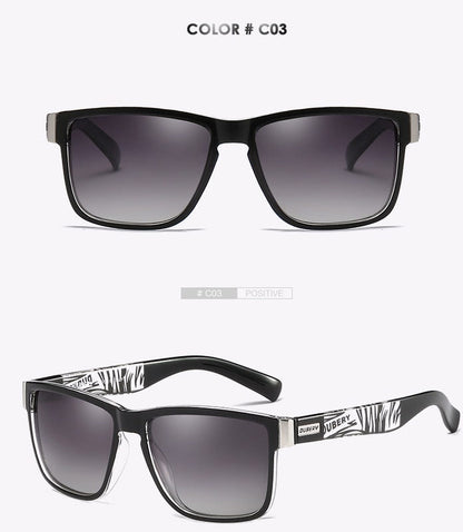 Men's polarized sunglasses with smoke-gray lenses and black frame