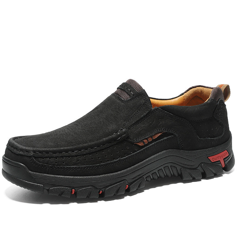 Black casual shoe on a white background