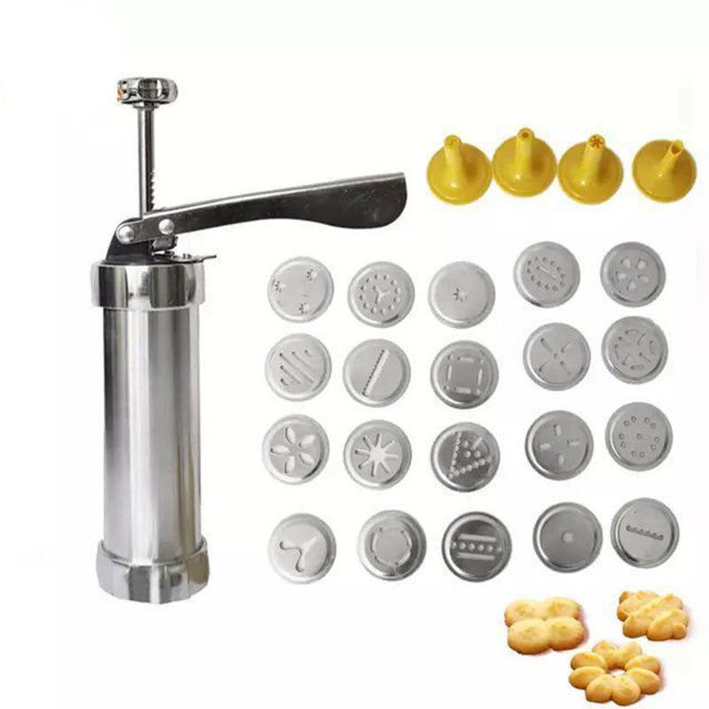 Cookie Press Gun & Icing Set – Alloy Maker with 20 Discs & 4 Pastry Tips