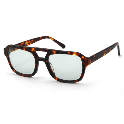 Tortoiseshell cat-eye sunglasses with light tinted lenses and curved temple arms
