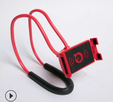360-degree rotatable selfie phone holder with red arms and black base, phone cradle