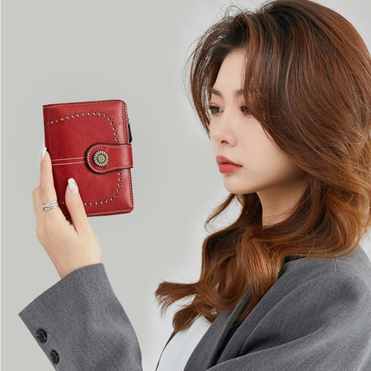 RFID Anti-theft Swiping Women's Wallet Multiple Card Slots Buckle Wallet