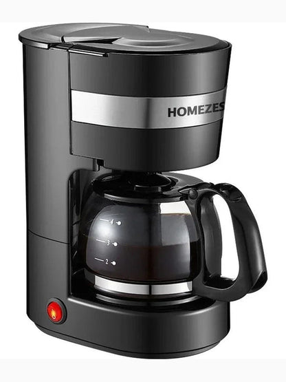 Black automatic drip coffee and tea maker with glass carafe and handle
