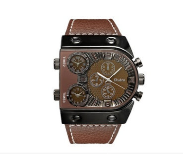 Brown watch with leather strap on a white background