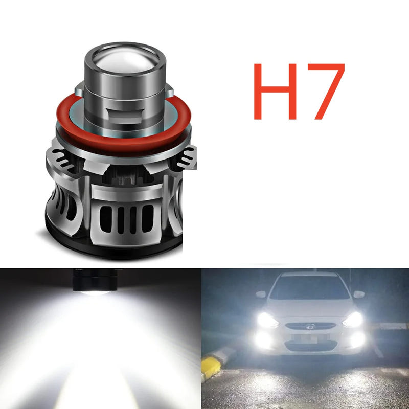 H7 LED fog lamp bulb, silver housing with red ring and vented cooling fins