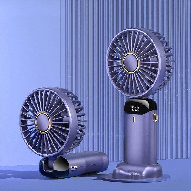 USB Rechargeable Mini Portable Handheld Electric Fan Foldable Neck Hanging Outdoor Fan Adjustable 5 Speed Powerful Air Cooler - YAXSO