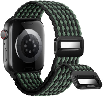 Smartwatch with a green braided band on a white background