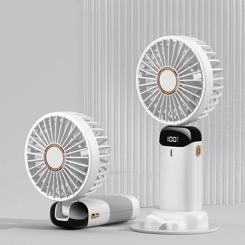 USB Rechargeable Mini Portable Handheld Electric Fan Foldable Neck Hanging Outdoor Fan Adjustable 5 Speed Powerful Air Cooler - YAXSO