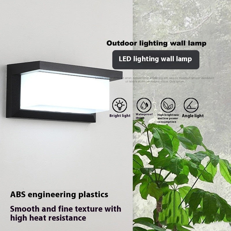 Black rectangular LED outdoor wall lamp with frosted panel and slim side frame