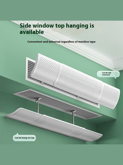 Ventilation system components on a green background with text about side window top hanging availability.