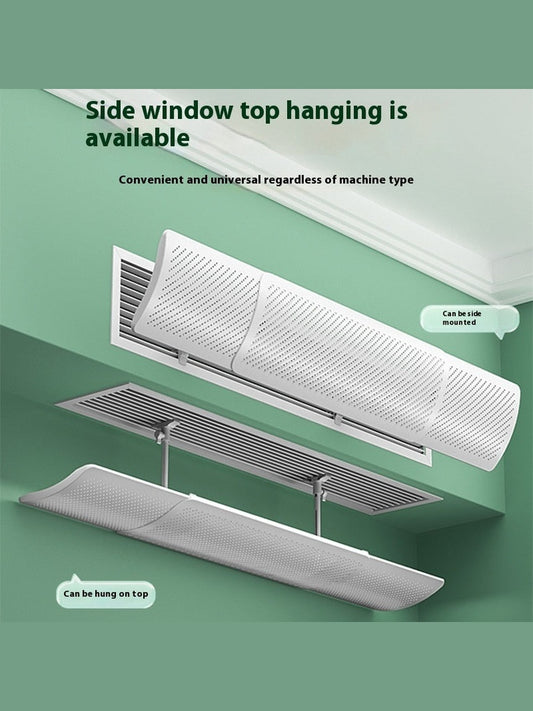 Ventilation system components on a green background with text about side window top hanging availability.