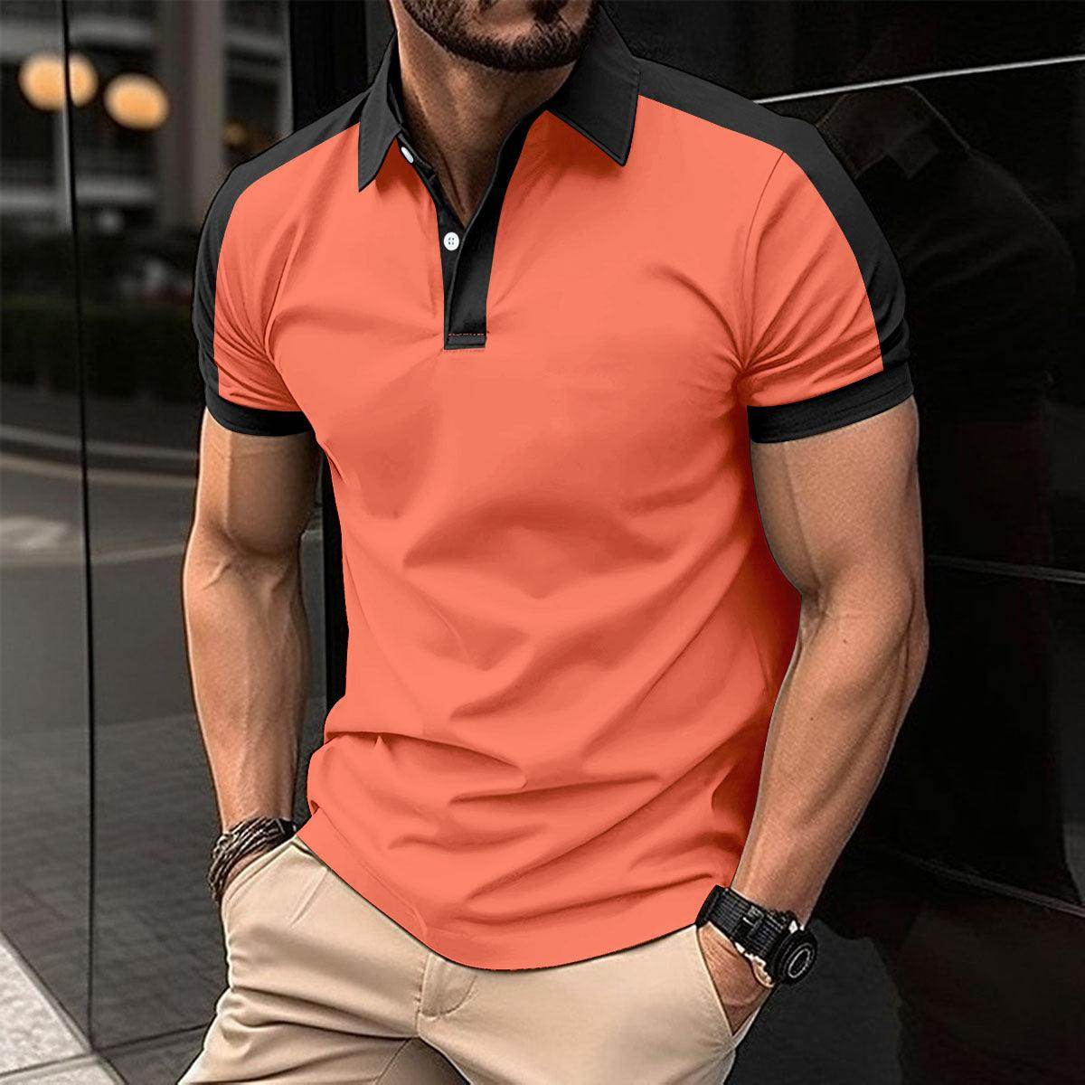 Men's Short Sleeve Business Shirt Summer Casual Polo Shirts - YAXSO