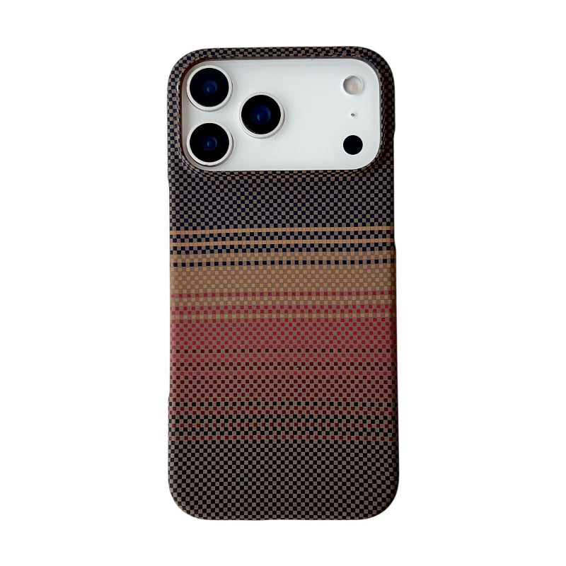 Phone case with a striped pattern on a white background