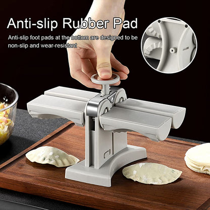 Pasta maker with anti-slip rubber pad feature on a wooden surface