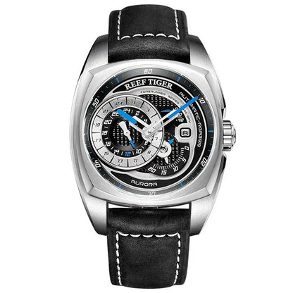 Reef Tiger Aurora Forerunner Men’s Automatic Watch – Leather Strap - YAXSO